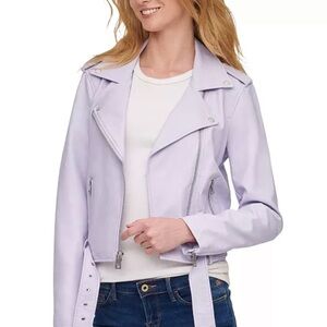 NWT Levi’s Women’s Belted Faux Leather Moto Jacket Blush Purple Size M